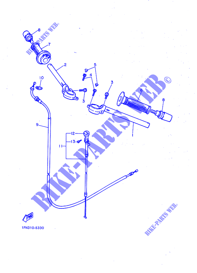 GUIDON ET CABLES pour Yamaha FZ750T de 1987