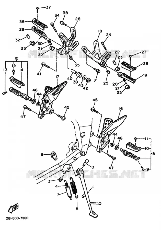 SUPPORT / REPOSE PIEDS Yamaha MOTO 1000 1987 FZR  FZR1000