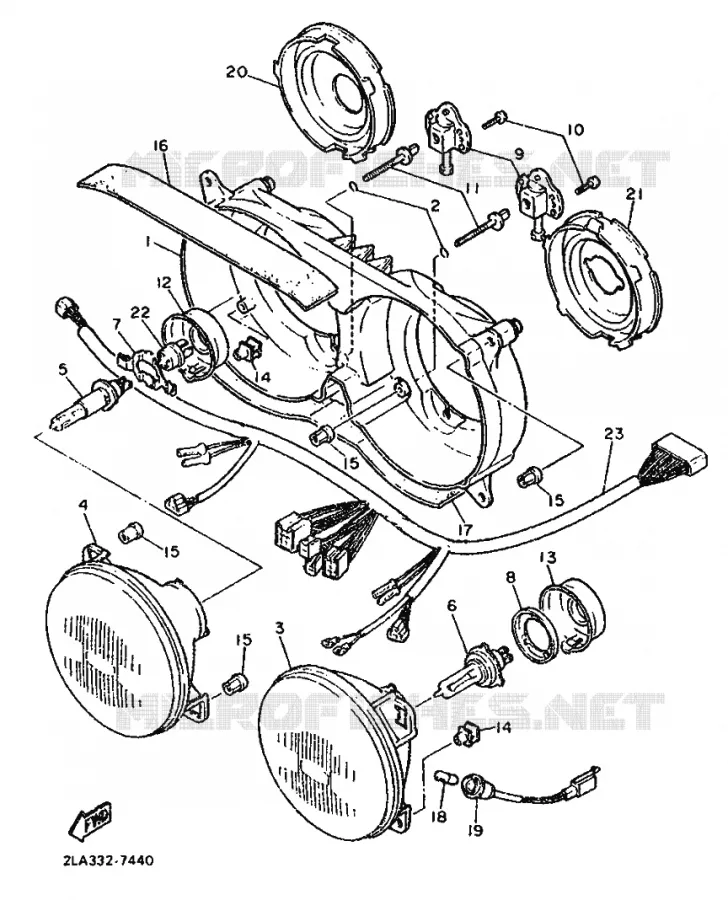 PIÈCES OPTIONNELLES - PHARE Yamaha MOTO 1000 1987 FZR  FZR1000