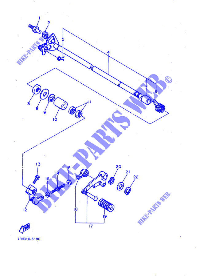 AXE DE SELECTEUR / PEDALE pour Yamaha FZ750 de 1986