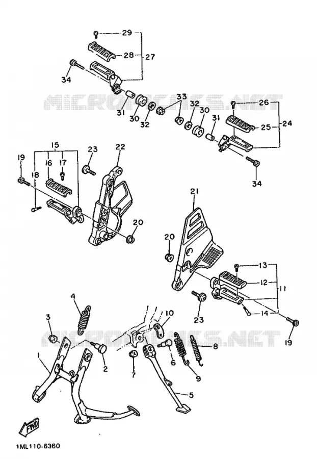 SUPPORT / REPOSE PIEDS Yamaha MOTO 750 1986 FZ  FZ750