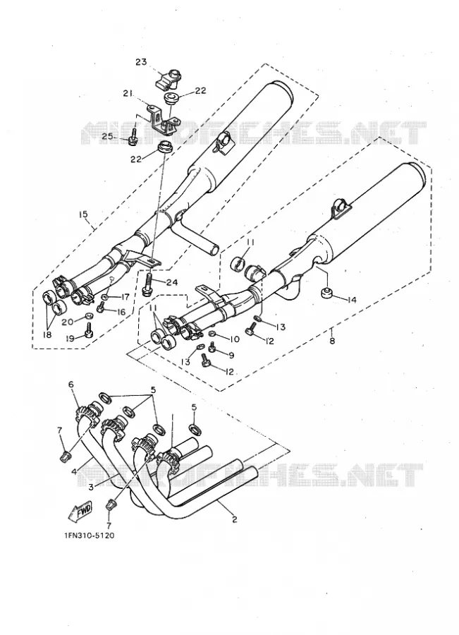 ECHAPPEMENT Yamaha MOTO 750 1986 FZ  FZ750