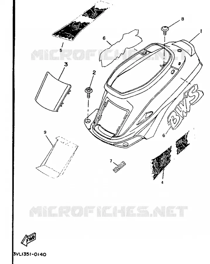 COUVERCLE LATERAL Yamaha SCOOTER 50 1994 BOOSTER  CW50