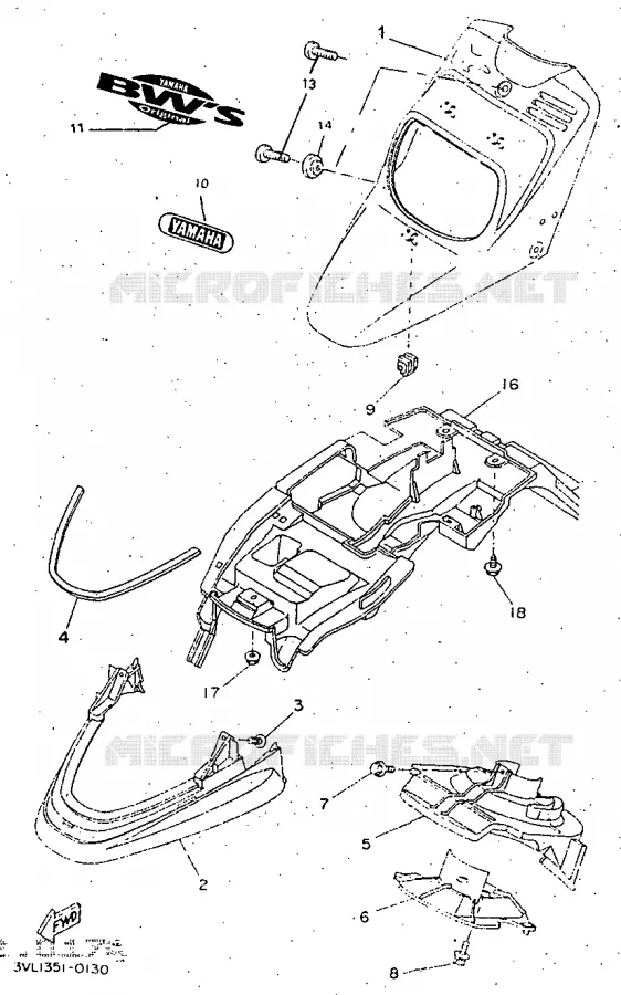 GARDE BOUE Yamaha SCOOTER 50 1998 BOOSTER  CW50