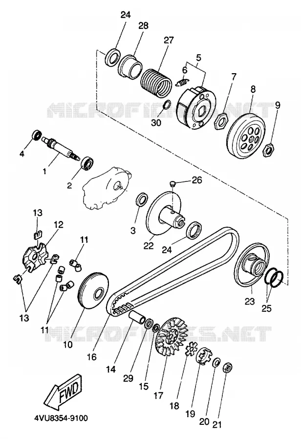 EMBRAYAGE DE DEMARREUR Yamaha SCOOTER 50 2000 BW'S  CW50