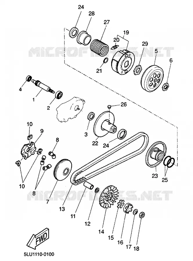 EMBRAYAGE DE DEMARREUR Yamaha SCOOTER 50 2000 BW'S  CW50