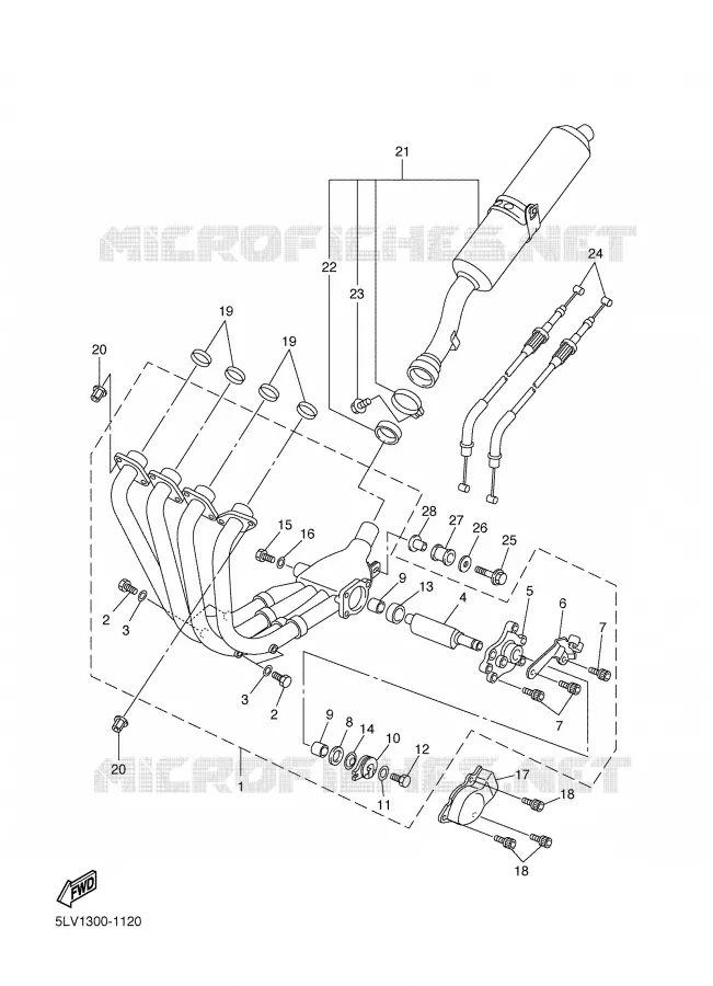 ECHAPPEMENT Yamaha MOTO 1000 2003 FAZER  FZS1000S