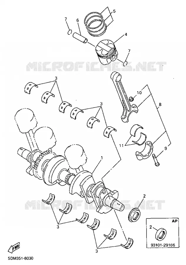 VILEBREQUIN / PISTON Yamaha MOTO 600 1998 FAZER  FZS600