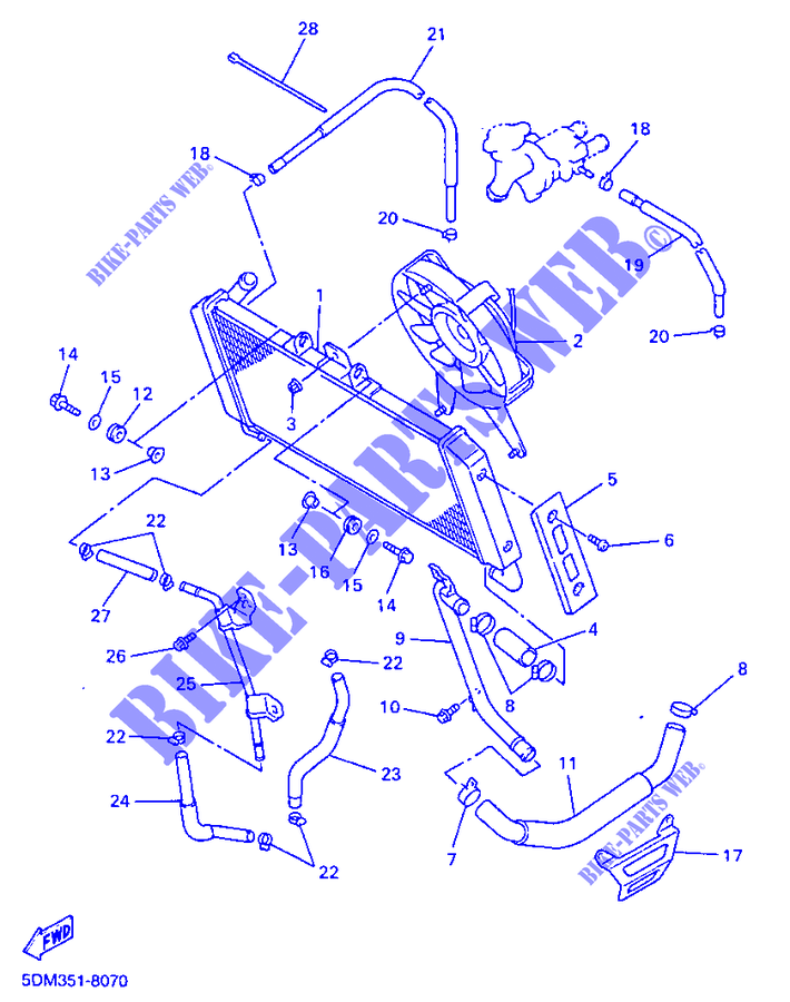 RADIATEUR / DURITES pour Yamaha FZS600 de 1999