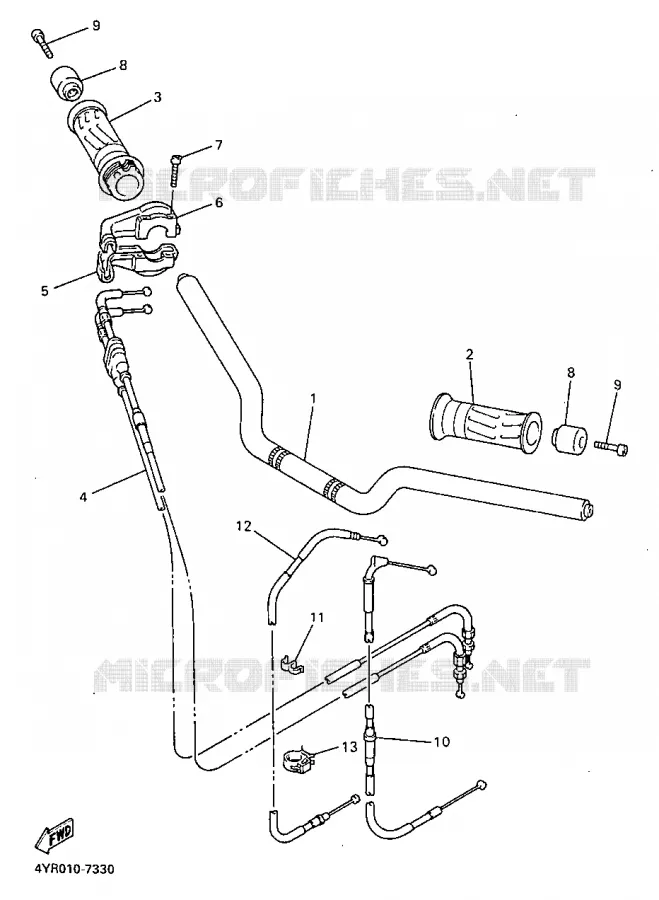 GUIDON ET CABLES Yamaha MOTO 600 1999 FAZER  FZS600