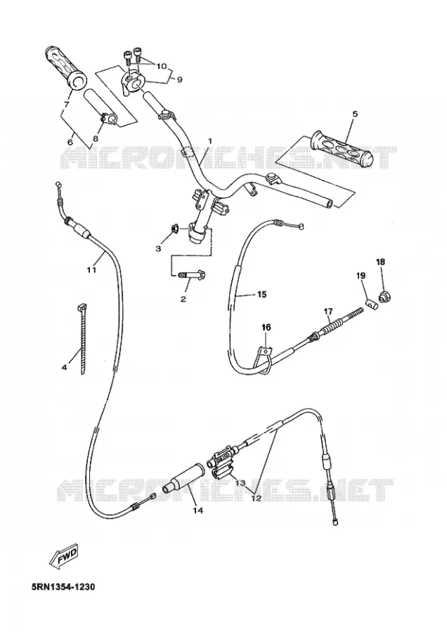 GUIDON ET CABLES Yamaha SCOOTER 50 2003 OVETTO  YN50 OVETTO