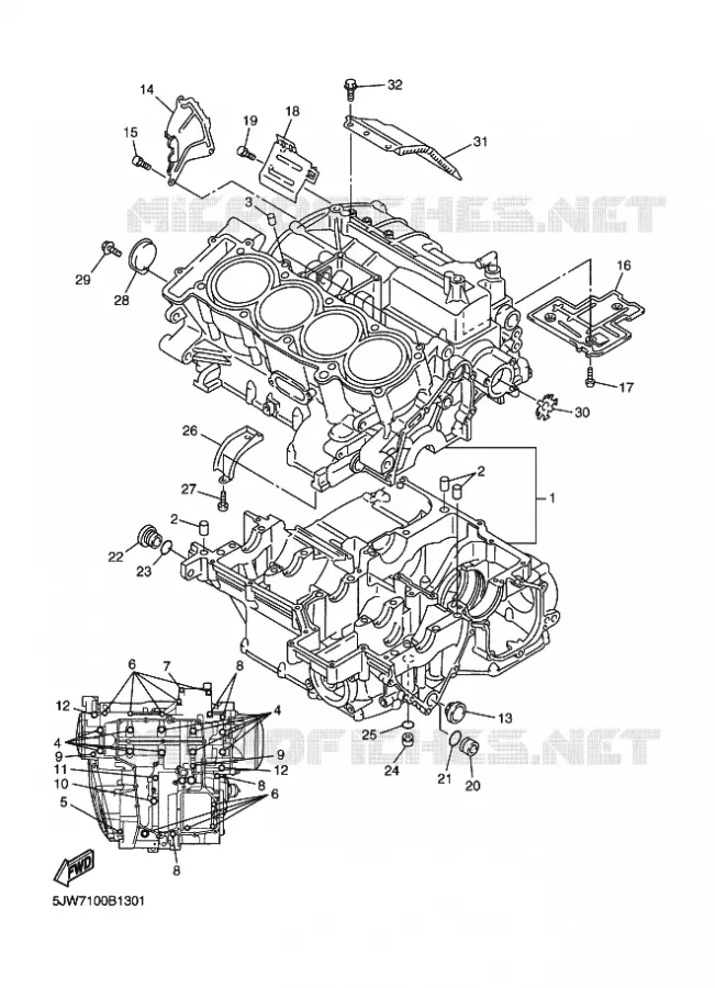 CARTER MOTEUR Yamaha MOTO 1300 2003 FJR  FJR1300 FJR13R FJR