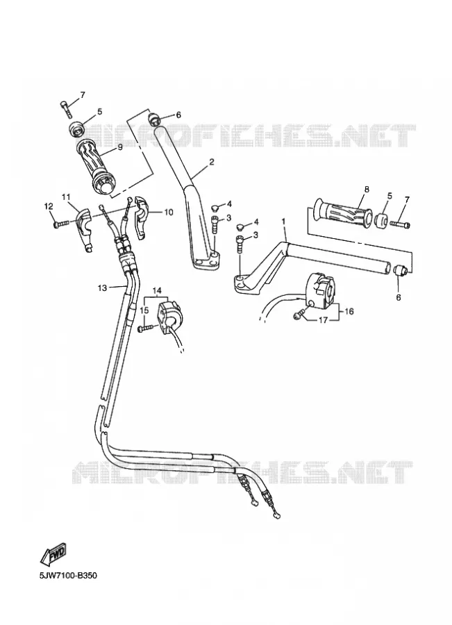 GUIDON ET CABLES Yamaha MOTO 1300 2003 FJR  FJR1300 FJR13R FJR
