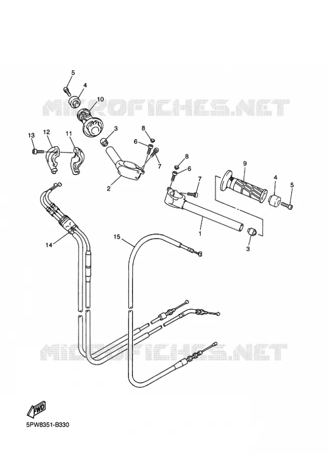 GUIDON ET CABLES Yamaha MOTO 1000 2003 R1  YZF-R1