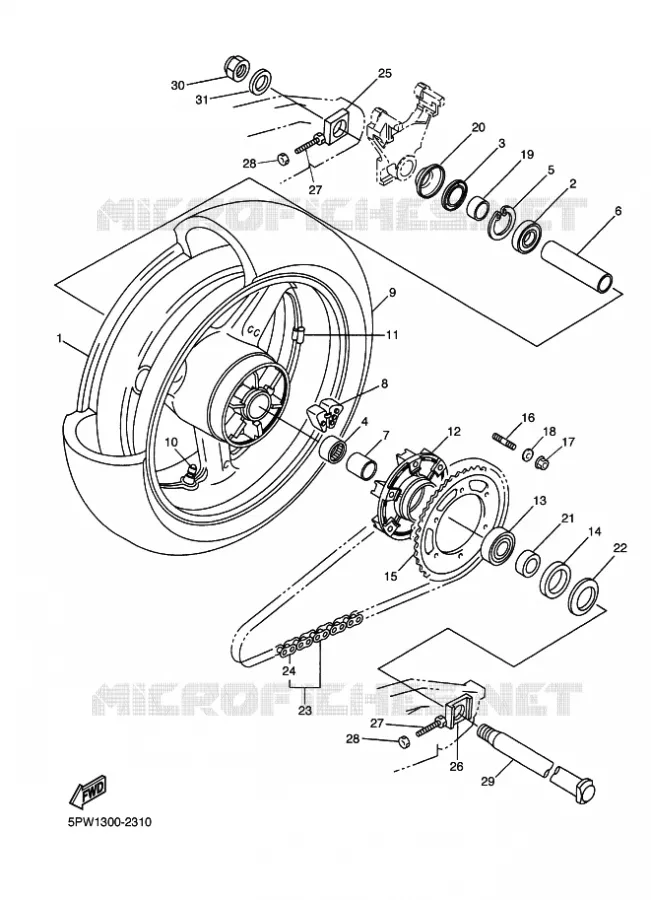 ROUE ARRIERE Yamaha MOTO 1000 2003 R1  YZF-R1