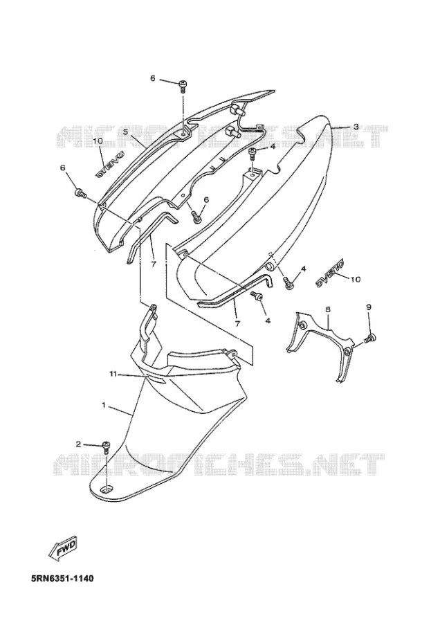 COUVERCLE LATERAL Yamaha SCOOTER 50 2002 OVETTO  YN50 OVETTO