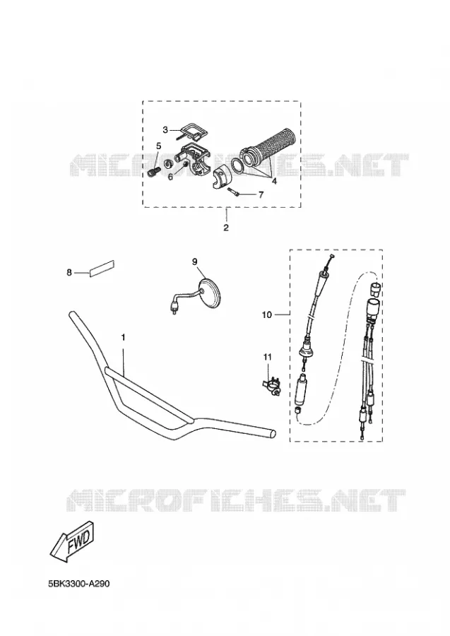 GUIDON ET CABLES Yamaha MOTO 50 2002 DTR  DT50R
