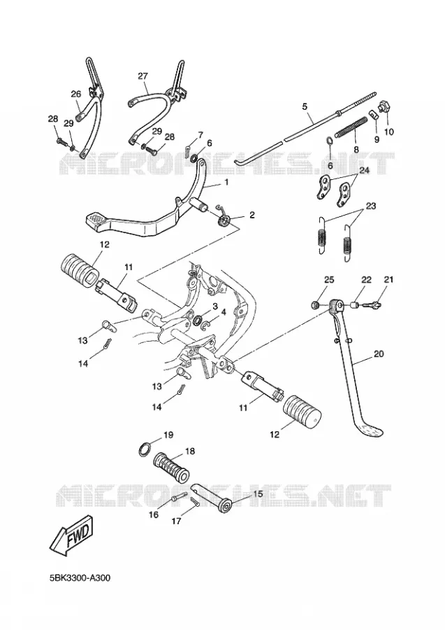 SUPPORT / REPOSE PIEDS Yamaha MOTO 50 2002 DTR  DT50R