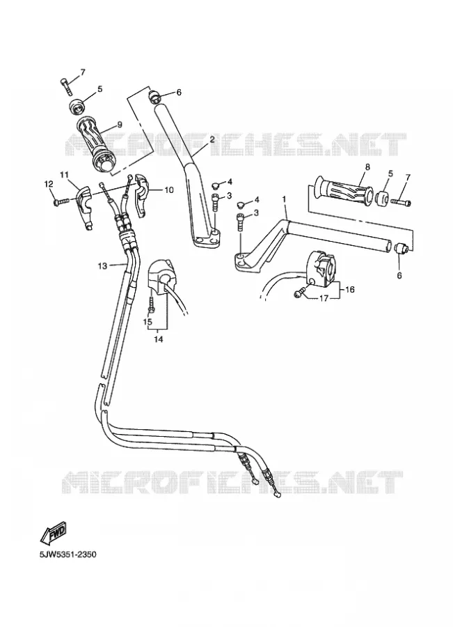 GUIDON ET CABLES Yamaha MOTO 1300 2002 FJR  FJR1300