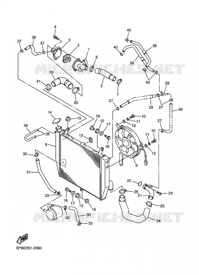 RADIATEUR / DURITES Yamaha MOTO 1000 2002 R1  YZF-R1 R1
