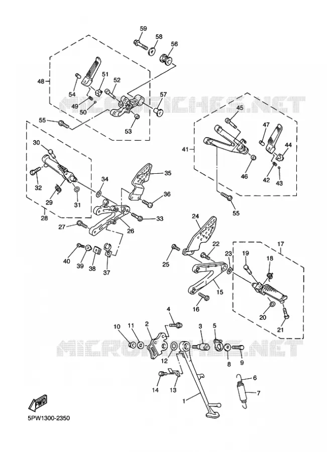 SUPPORT / REPOSE PIEDS Yamaha MOTO 1000 2002 R1  YZF-R1 R1
