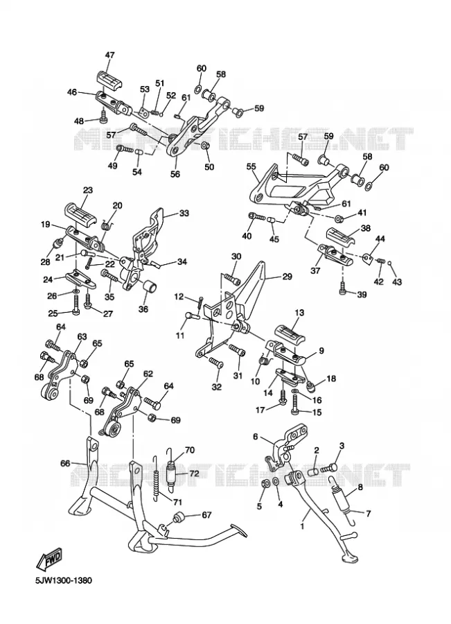 SUPPORT / REPOSE PIEDS Yamaha MOTO 1300 2001 FJR  FJR1300