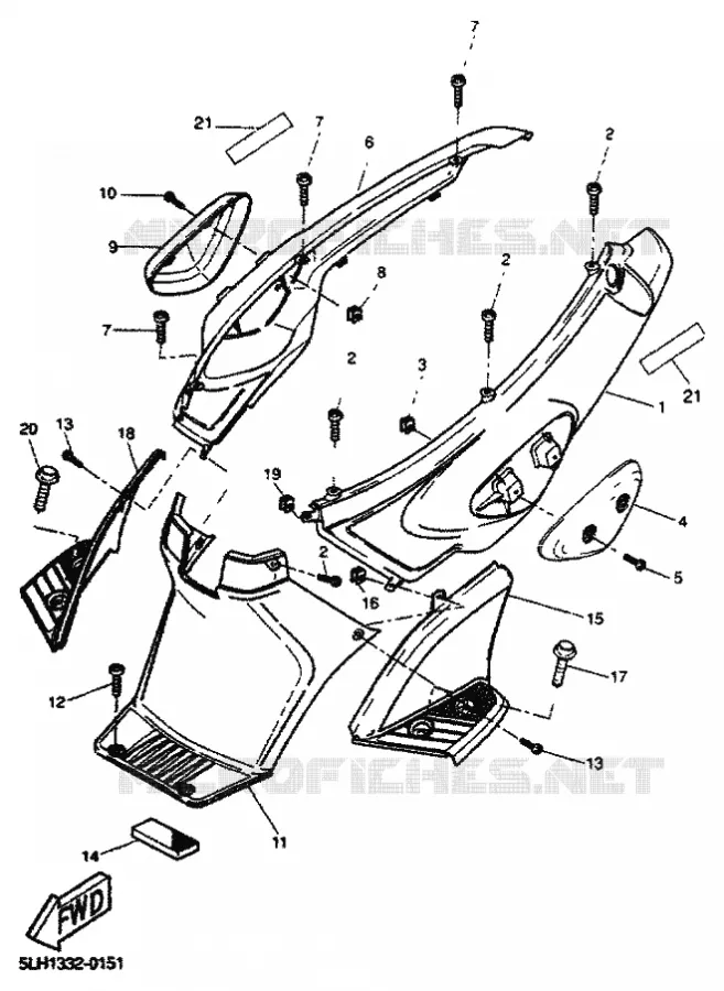 COUVERCLE LATERAL Yamaha SCOOTER 50 2001 STUNT  EW50