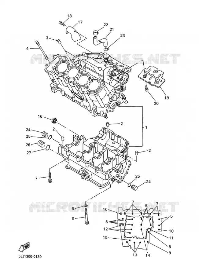 CARTER MOTEUR Yamaha MOTO 1000 2001 R1  YZF-R1 R1