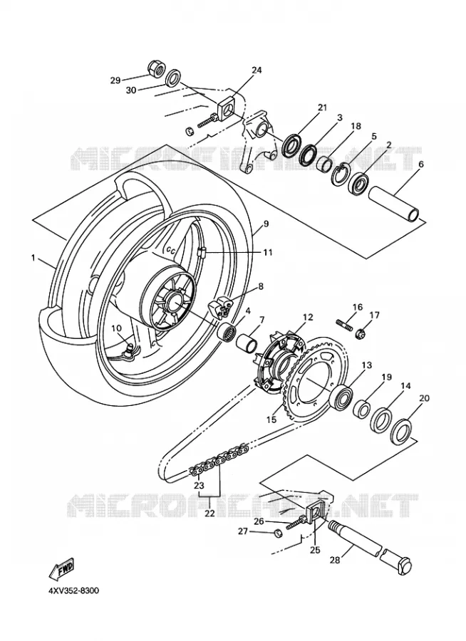 ROUE ARRIERE Yamaha MOTO 1000 1999 R1  YZF-R1 R1