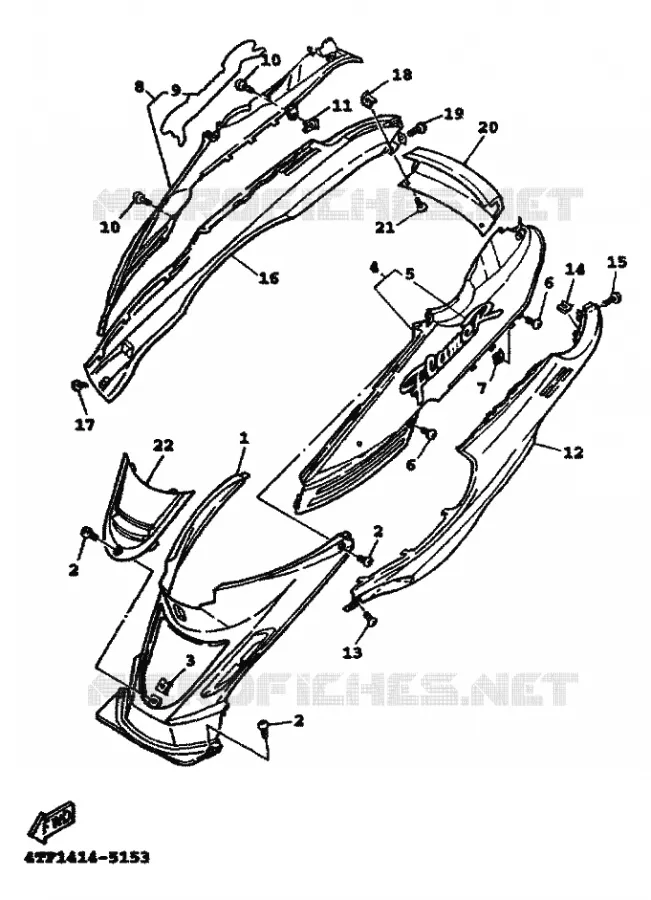 COUVERCLE LATERAL Yamaha SCOOTER 125 1999 FLAME R  XC125TR FLAME R