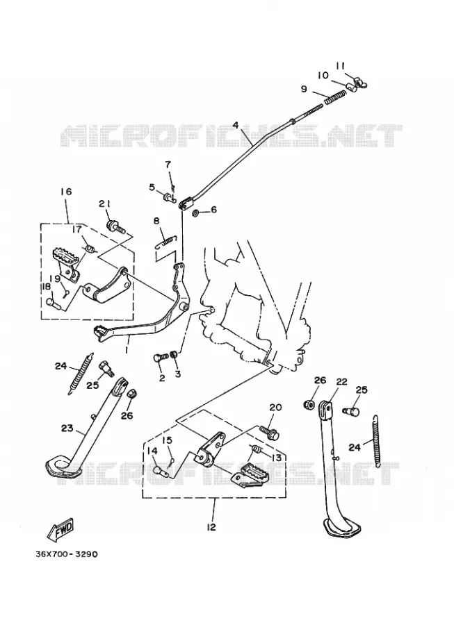SUPPORT / REPOSE PIEDS Yamaha MOTO 200 2005 AG  AG200F