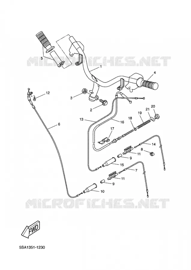 GUIDON ET CABLES Yamaha SCOOTER 50 2004 ROCKET  CW50RSP POWER ROCKET
