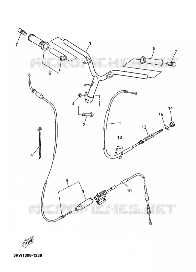 GUIDON ET CABLES Yamaha SCOOTER 50 2005 MACH  CS50Z MACH G LIQUIDE