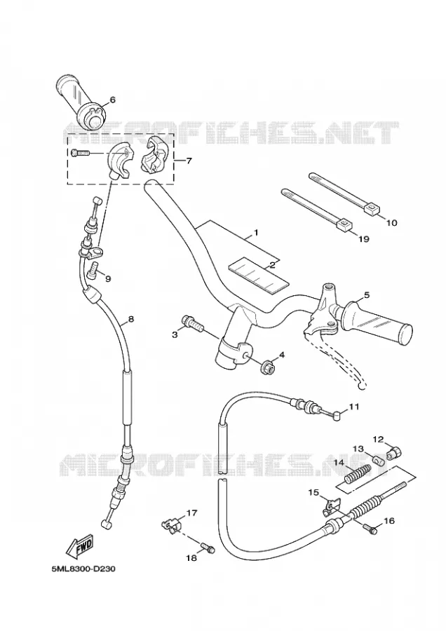 GUIDON ET CABLES Yamaha SCOOTER 125 2005 FLAME X  XC125 FLAME  X
