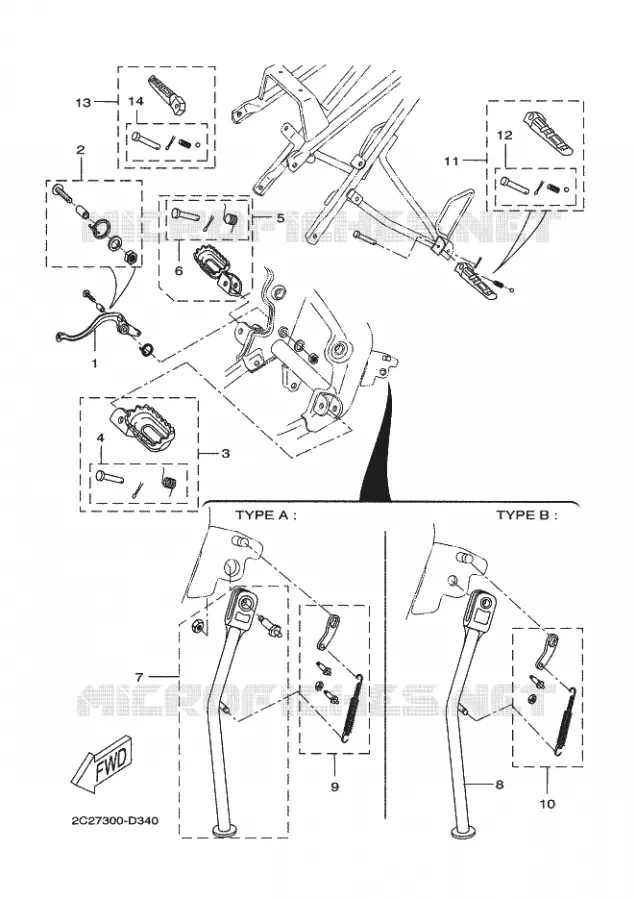 SUPPORT / REPOSE PIEDS Yamaha MOTO 50 2005 X-LIMIT  X-LIMIT ENDURO