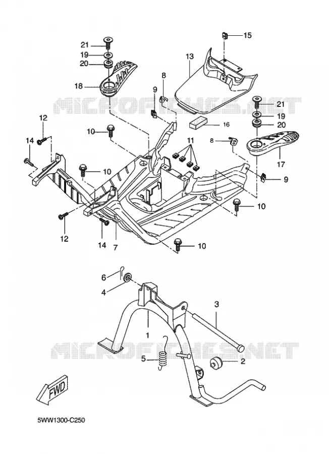 SUPPORT / REPOSE PIEDS Yamaha SCOOTER 50 2005 BOOSTER  CW50