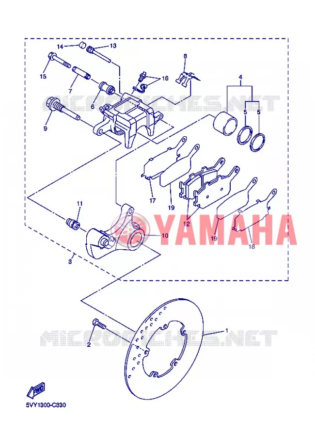 ETRIER DE FREIN ARRIERE Yamaha MOTO 1000 2004 R1  YZF-R1 YZF-R1S R1