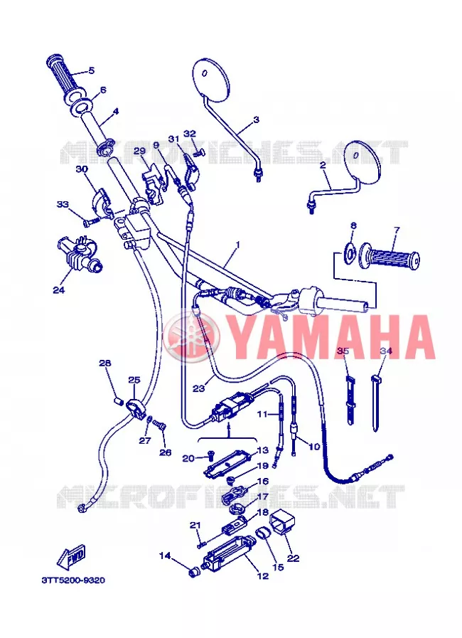 GUIDON ET CABLES - FREIN A DISQUE Yamaha MOTO 125 2007 DT  DT125