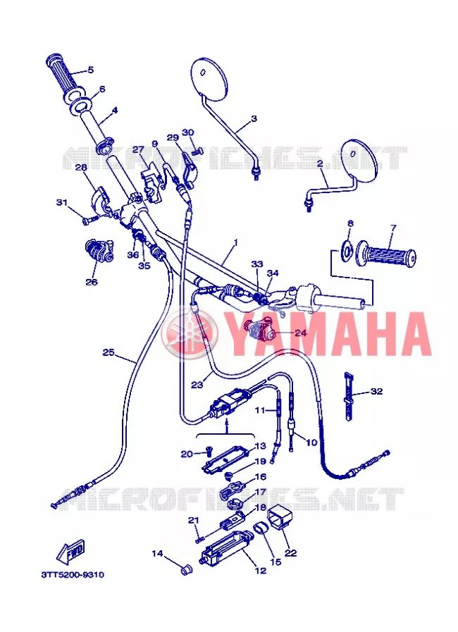 GUIDON ET CABLES 2 Yamaha MOTO 125 2007 DT  DT125