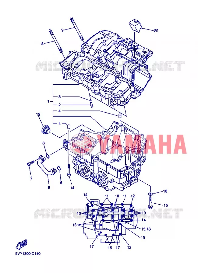 CARTER MOTEUR Yamaha MOTO 1000 2007 R1  YZF-R1