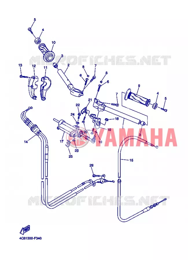 GUIDON ET CABLES Yamaha MOTO 1000 2007 R1  YZF-R1