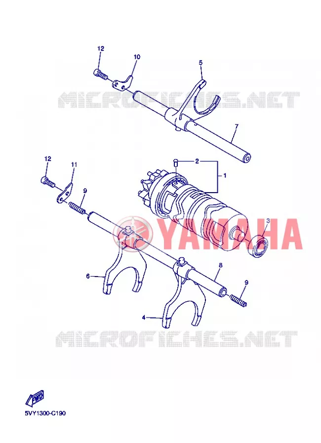 BARILLET DE SELECTION / FOURCHETTES Yamaha MOTO 1000 2008 R1  YZF-R1 R1
