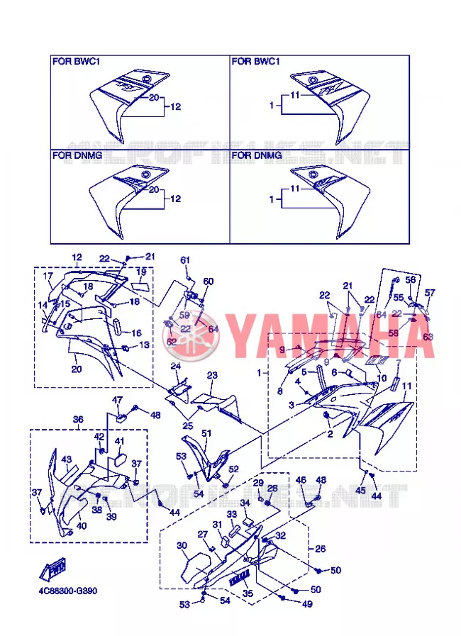 CARENAGES 2 Yamaha MOTO 1000 2008 R1  YZF-R1 R1