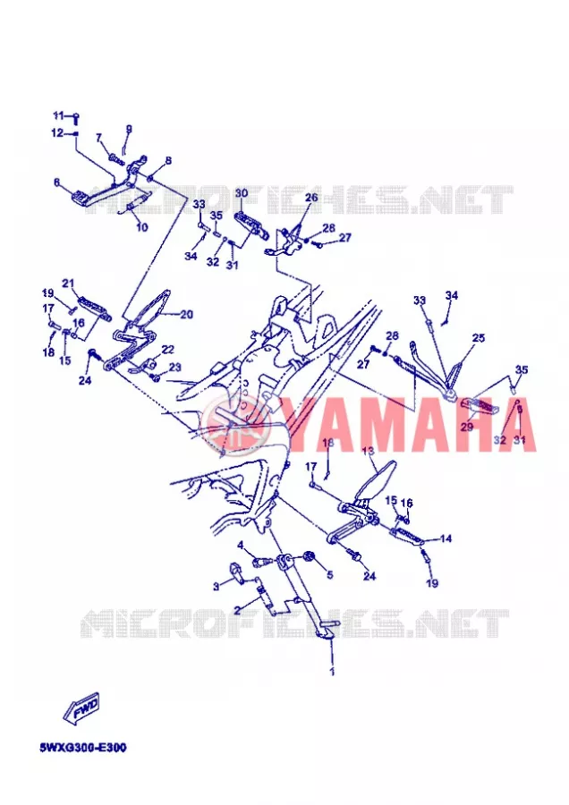 SUPPORT / REPOSE PIEDS Yamaha MOTO 50 2008 TZR  TZR50