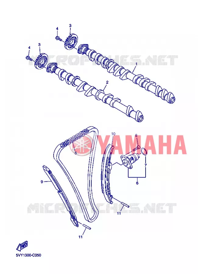 ARBRE A CAMES / CHAINE DE DISTRIBUTION Yamaha MOTO 1000 2004 R1  YZF-R1 YZF-R1S R1