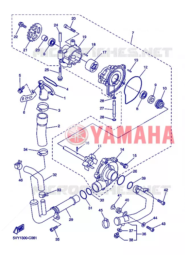 POMPE A EAU / DURITES Yamaha MOTO 1000 2005 R1  YZF-R1 R1