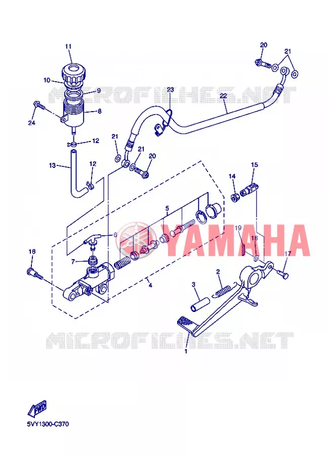 MAITRE CYLINDRE DE FREIN ARRIERE Yamaha MOTO 1000 2006 R1  YZF-R1