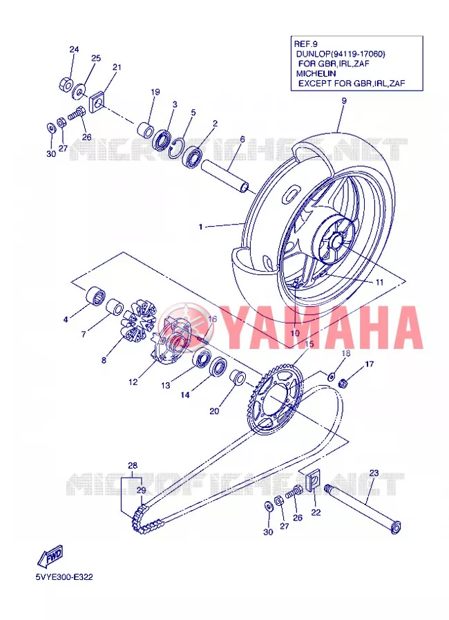 ROUE ARRIERE Yamaha MOTO 1000 2006 R1  YZF-R1