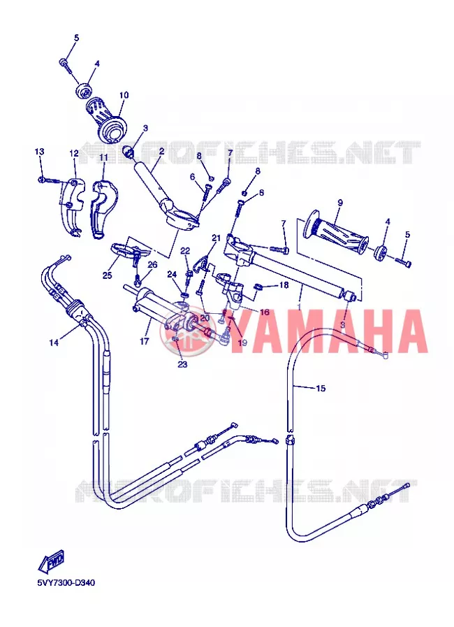 GUIDON ET CABLES Yamaha MOTO 1000 2006 R1  YZF-R1 R1