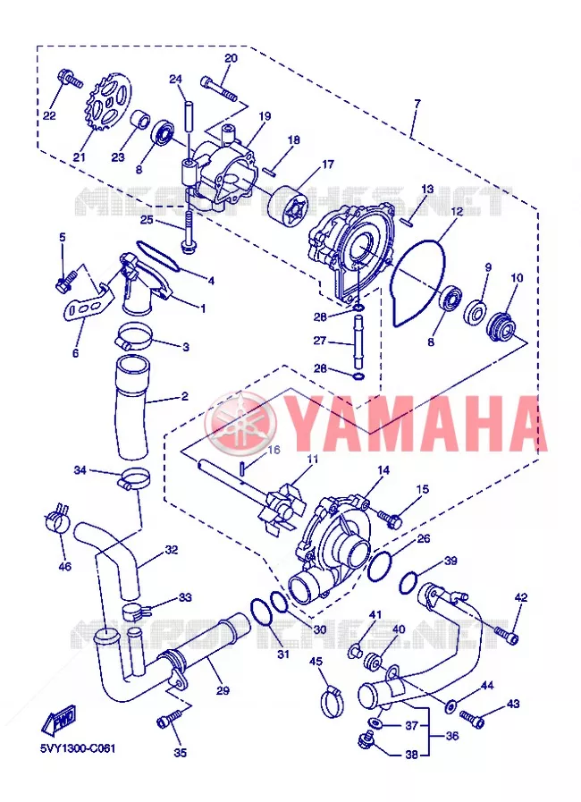 POMPE A EAU / DURITES Yamaha MOTO 1000 2006 R1  YZF-R1 R1